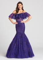 Ellie Wilde - Ew118110 Off Shoulder Illusion Corset Trumpet Gown