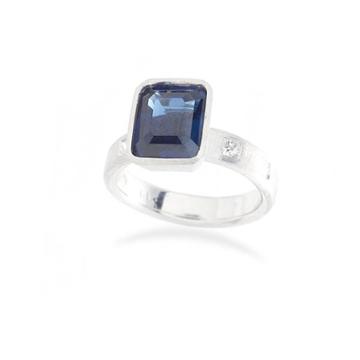Teri Jon - Sapphire And Princess Diamond Engagement Ring