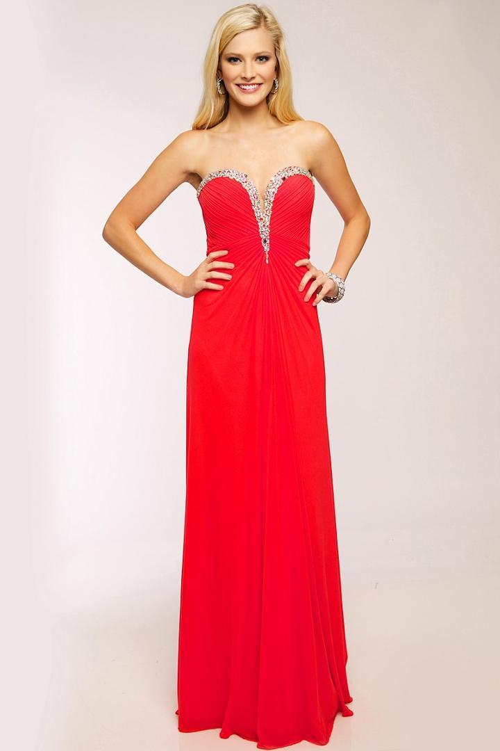 Jovani - Bejeweled Ruched Sweetheart Chiffon A-line Dress Jvn90365