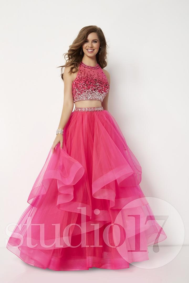 Studio 17 - 12694 Two Piece Embellished Illusion Halter Ballgown