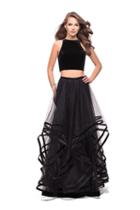 La Femme - 25817 Two Piece Velvet Halter Tulle A-line Dress