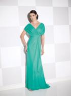Cameron Blake - V Neck Long Gown With Shawl 115606