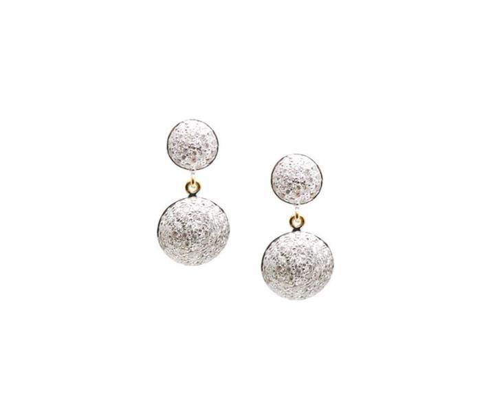 Tresor Collection - 18k Yellow Gold 2 Tier Earrings With Diamond Lente 1548196868