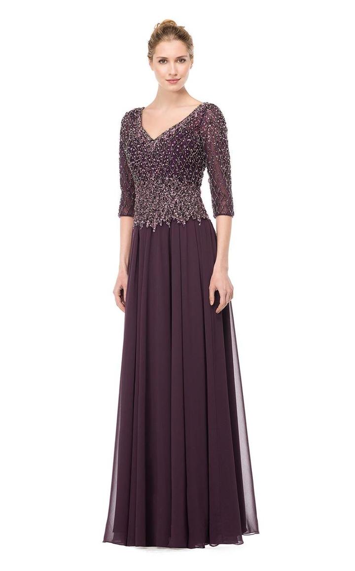 Marsoni By Colors - M165-1 Illusion Lattice Motif A-line Gown