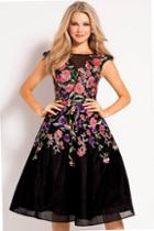 Jovani - 50562 Multicolor Floral Embroidered Fit And Flare Dress