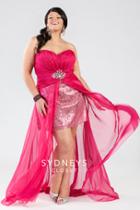 Sydney's Closet - Sc7112 Plus Size Dress In Deep Pink