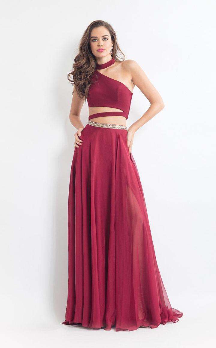 Rachel Allan - 6045 One Shoulder Strap Cutout Dress