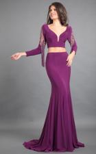 Rachel Allan Couture - 8326 Two Piece Plunging Fitted Tassel Gown