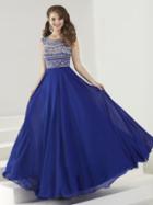 Tiffany Homecoming - Exquisitely Accented Bateau Illusion Evening Gown 16184