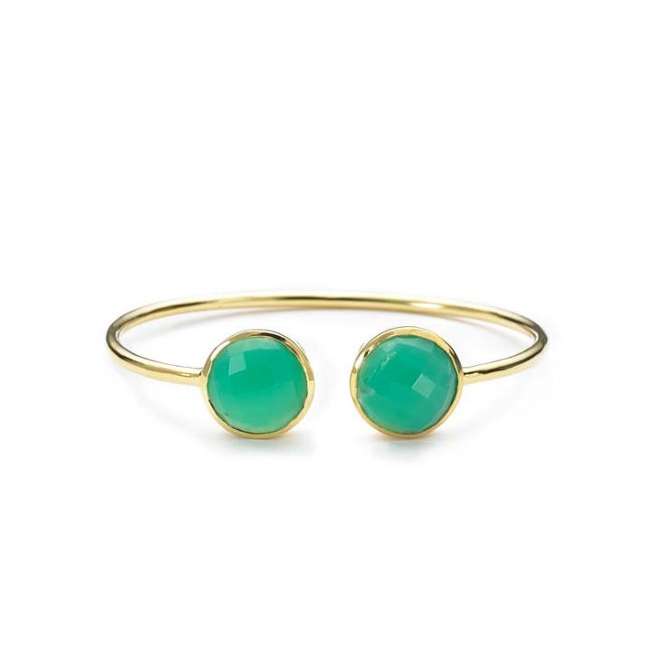 Margaret Elizabeth - Faceted 2 Stone Bangle Chrysoprase