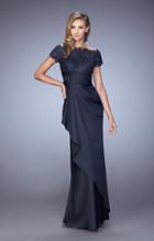 La Femme - 21620 Elegant Lace Ruffle Accent Evening Gown