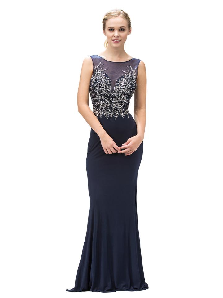 Dancing Queen - Embellished Illusion Bateau Neckline Mermaid Dress 9204