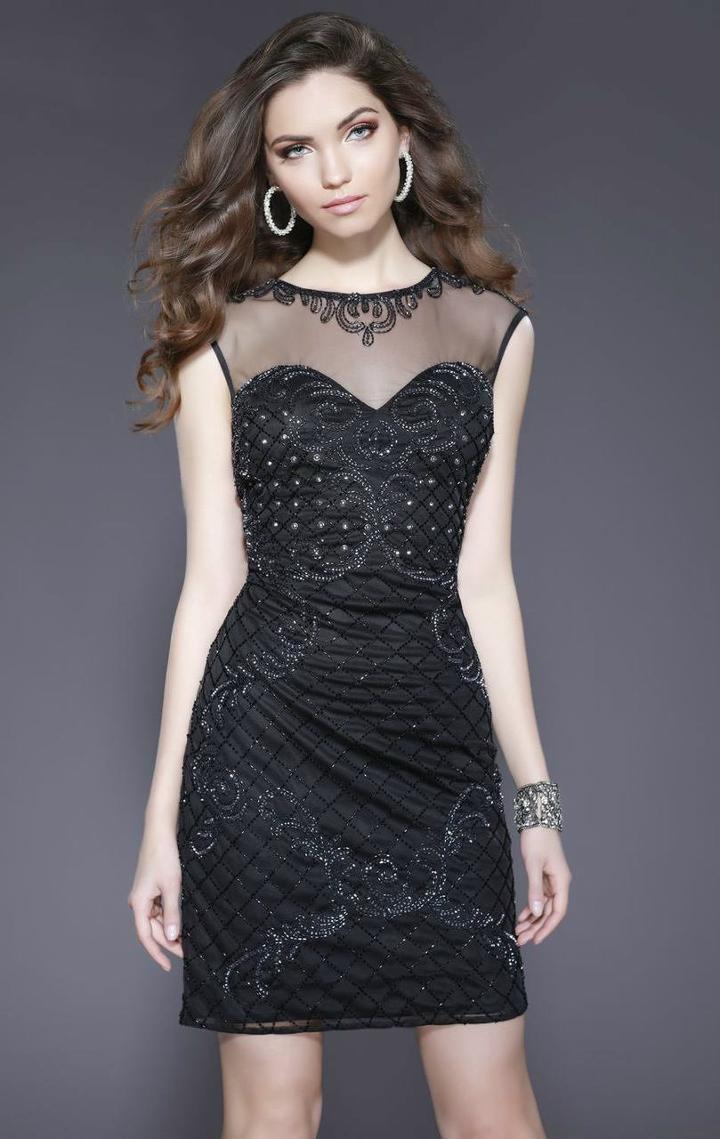 Shail K - 21220 Sequined Sheer Cocktail Dress