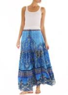 Johanne Beck - Maxi Tiered Skirt Color: Azure Boho
