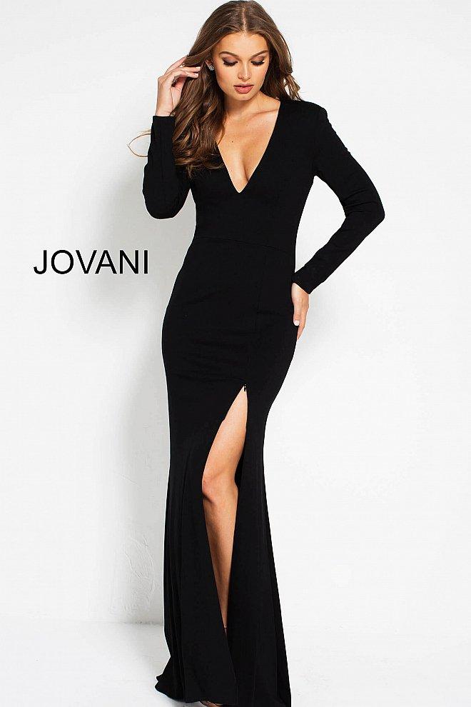 Jovani - 51109 Sleek Plunging V-neck Fitted Dress