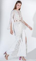 Saiid Kobeisy - 3407 Lace Embroidered Long Sleeves Pantsuit