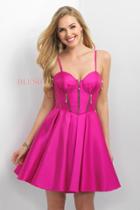 Blush - Zip Detail Sweetheart A-line Dress 11177