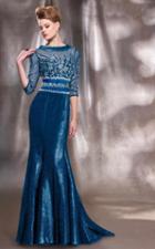 Mnm Couture - 8850w Bateau Neck Shimmering Illusion Gown