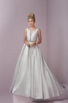 Tiffany Homecoming - Elegant Beaded V-neck Mikado Dress 46091
