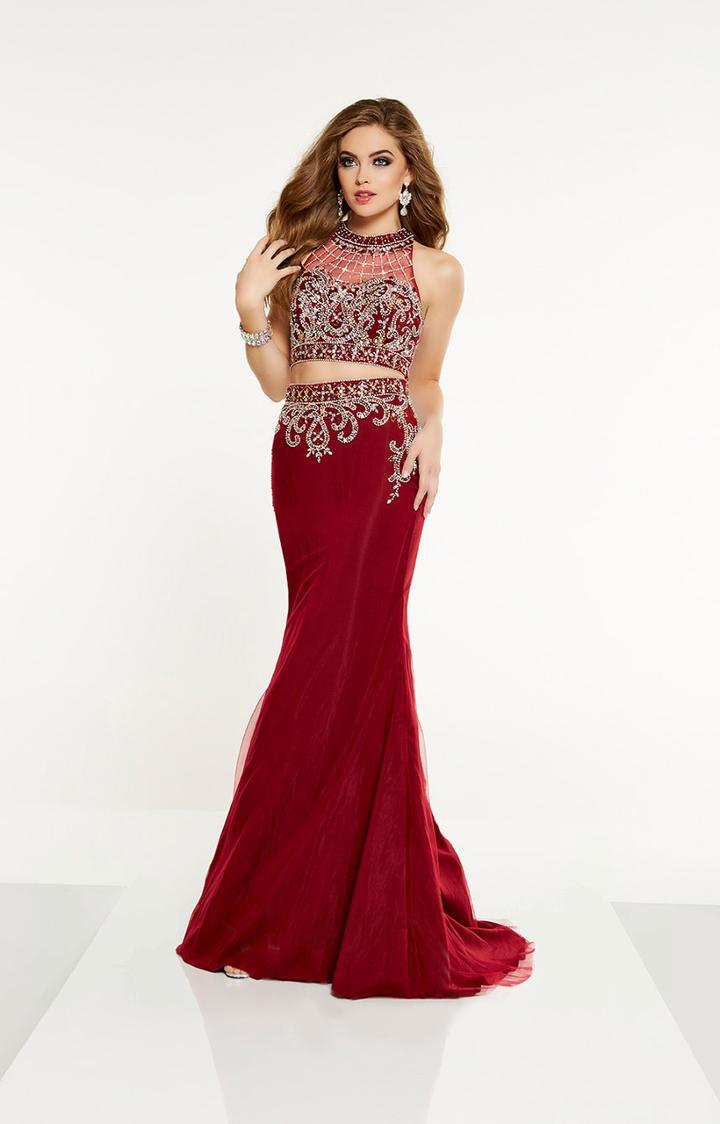Panoply - 14886 Two Piece Embellished High Halter Gown