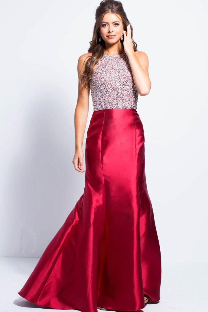 Jovani - Jvn57615 Crystal Ornate Mikado Trumpet Gown