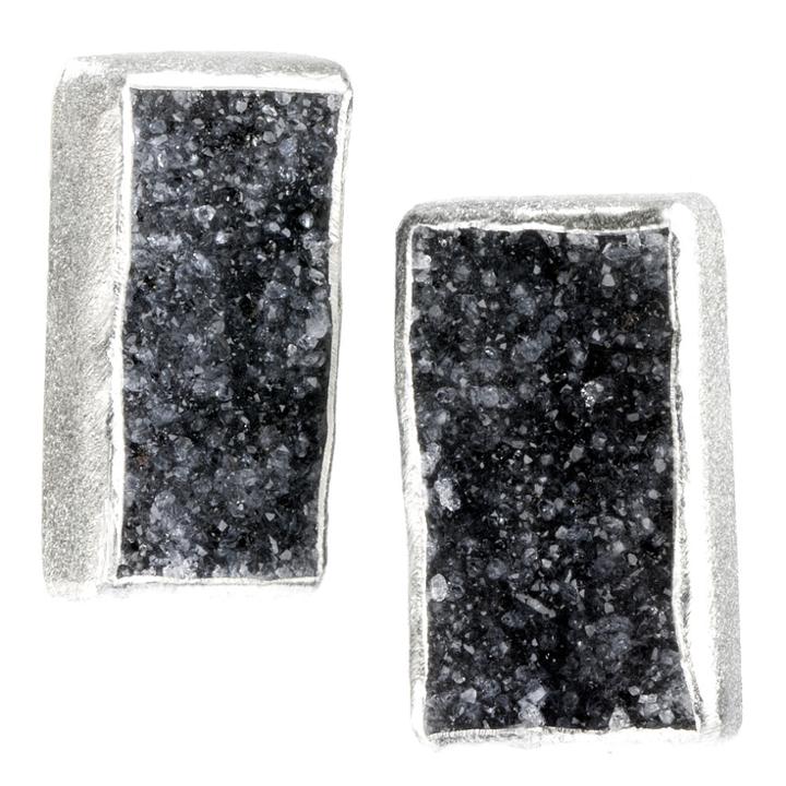 Nina Nguyen Jewelry - Nirvana Black Druzy Silver Earrings