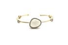 Tresor Collection - White Moonstone Unshape, White Sapphire & Diamond Bangle In 18k Yellow Gold