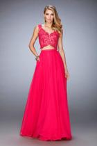 La Femme - 22128 Two Piece V-neck A-line Dress