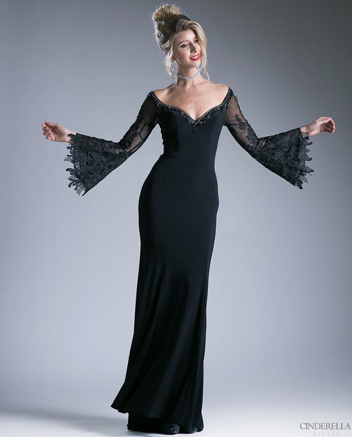 Cinderella Divine - Embellished Lace Bell Sleeve Sheath Dress