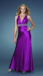 La Femme - Sleek Dress With Plunging V-neckline 13238