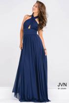 Jovani - Halter Neck Ruched Bodice Empire Waist Dress Jvn47771