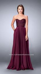 La Femme - Strapless Sweetheart Lace Bodice Prom Dress
