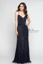 Milano Formals - E2345 Beaded V-neck Draped Evening Dress