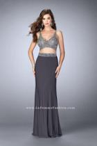 Gigi - Bead Encrusted Crop Top And Jersey Skirt Long Dress 23904
