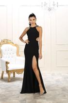 May Queen - Mq1522 Halter Embellished Cutout Long Gown