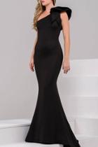 Jovani - 32602 Bow Accented Asymmetrical Mermaid Gown