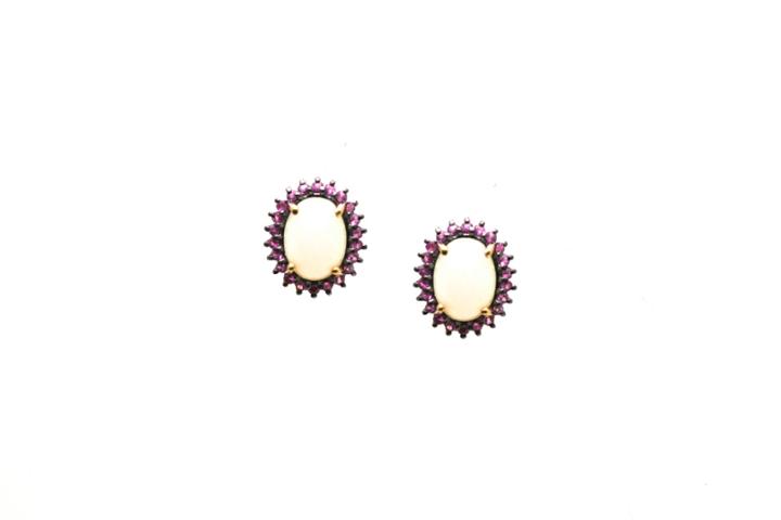 Tresor Collection - 18k White Gold Earring With Ethiopian Opal & White Sapphire