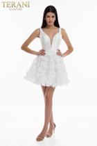 Terani Couture - 1822h7875 Fitted Plunging A-line Cocktail Dress