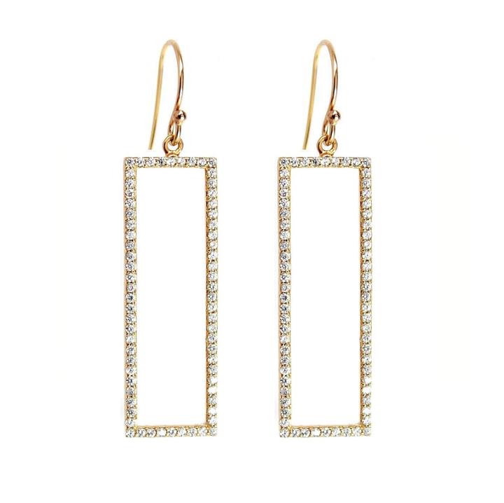 Rachael Ryen - Rectangle Pave Drop Earrings In Gold