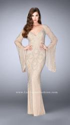 La Femme - Highly-embellished Sheer Long Evening Gown With Bell Sleeves 24162