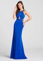 Ellie Wilde - Ew118027 Sleeveless Beaded Halter Sheath Dress