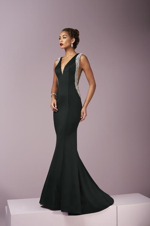Tiffany Homecoming - Fitted V-neck Long Dress 46103