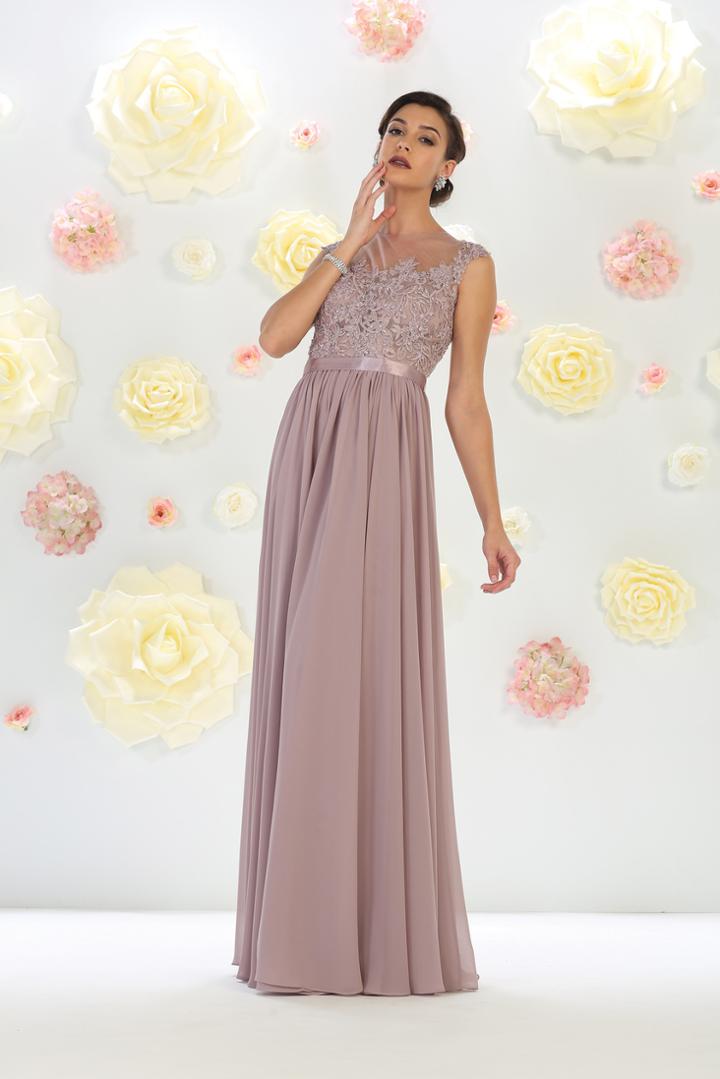 Dainty Lace Applique Illusion A-line Gown