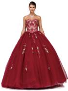 Dancing Queen - 1178 Strapless Floral Embellished Ballgown