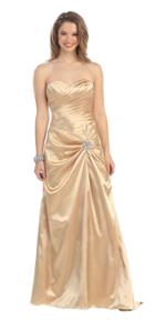 Refined Strapless Pleated Sweetheart Ruched Bejeweled A-line Dress