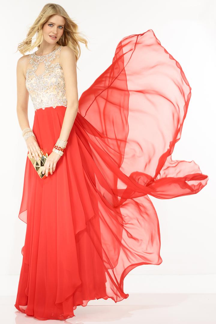 Alyce Paris - 1100 Beaded Illusion Bateau Chiffon A-line Dress