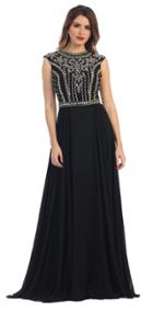 May Queen - Rq7283 Cap Sleeve Embellished A-line Gown