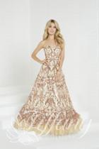 Tiffany Designs - 16299 Floral Sequined Tulle Ruffled A-line Dress