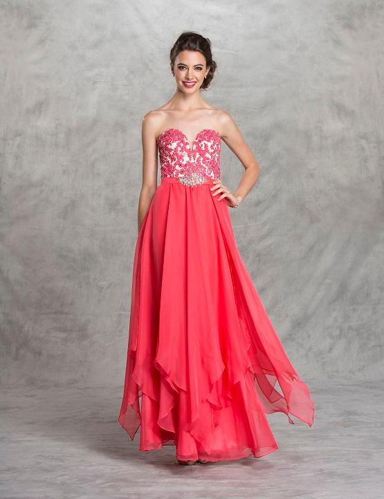 Aspeed - L1479 Strapless Pleated A-line Evening Dress
