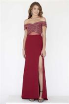 Jolene Collection - 18317 Off-shoulder Beaded Sheath Gown